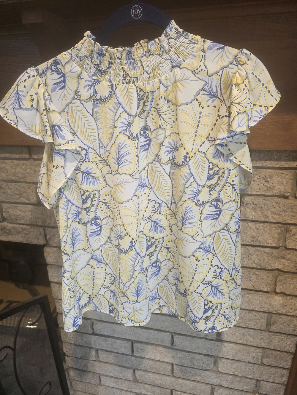 THML Yellow Floral Ruffle Sleeve Blouse - Picture 2 of 5